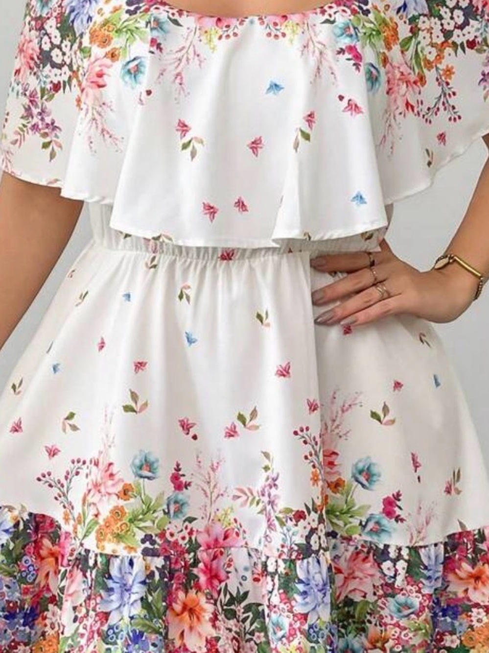 SHEIN White Off-Shoulder Floral Ruffle Dress for Girls
